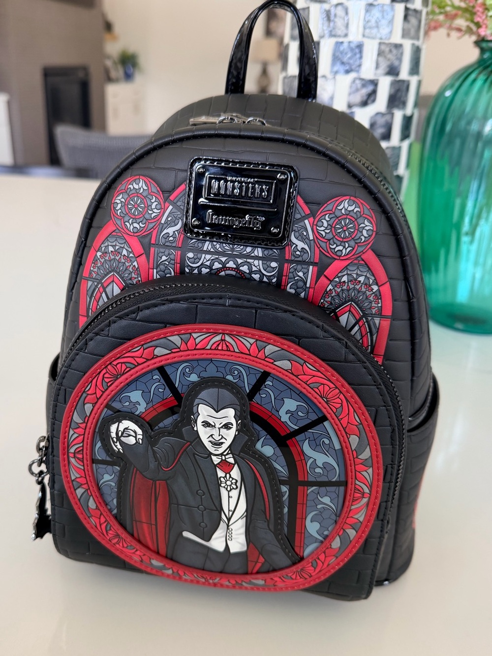 Universal Monsters Dracula Stained Glass Mini LoungeFly Backpack